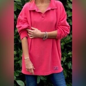 Sloppy Joe Collar 02 Red Wash Size 1 Princess Diana 100% Cotton 90s Rugby Shirt